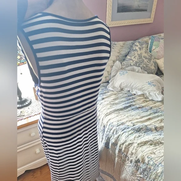 SPENSE Tank Dress Stretchy Casual Blue & White Stripes-Large - Picture 10 of 10